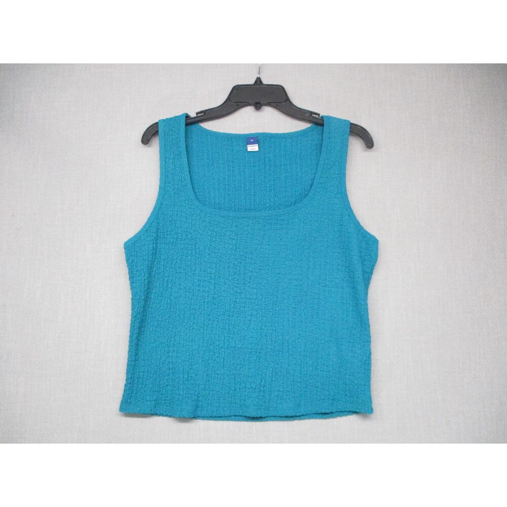 Old Navy Blue Textured Square Neck Minimalist Summer Tank Top Womens Size XL